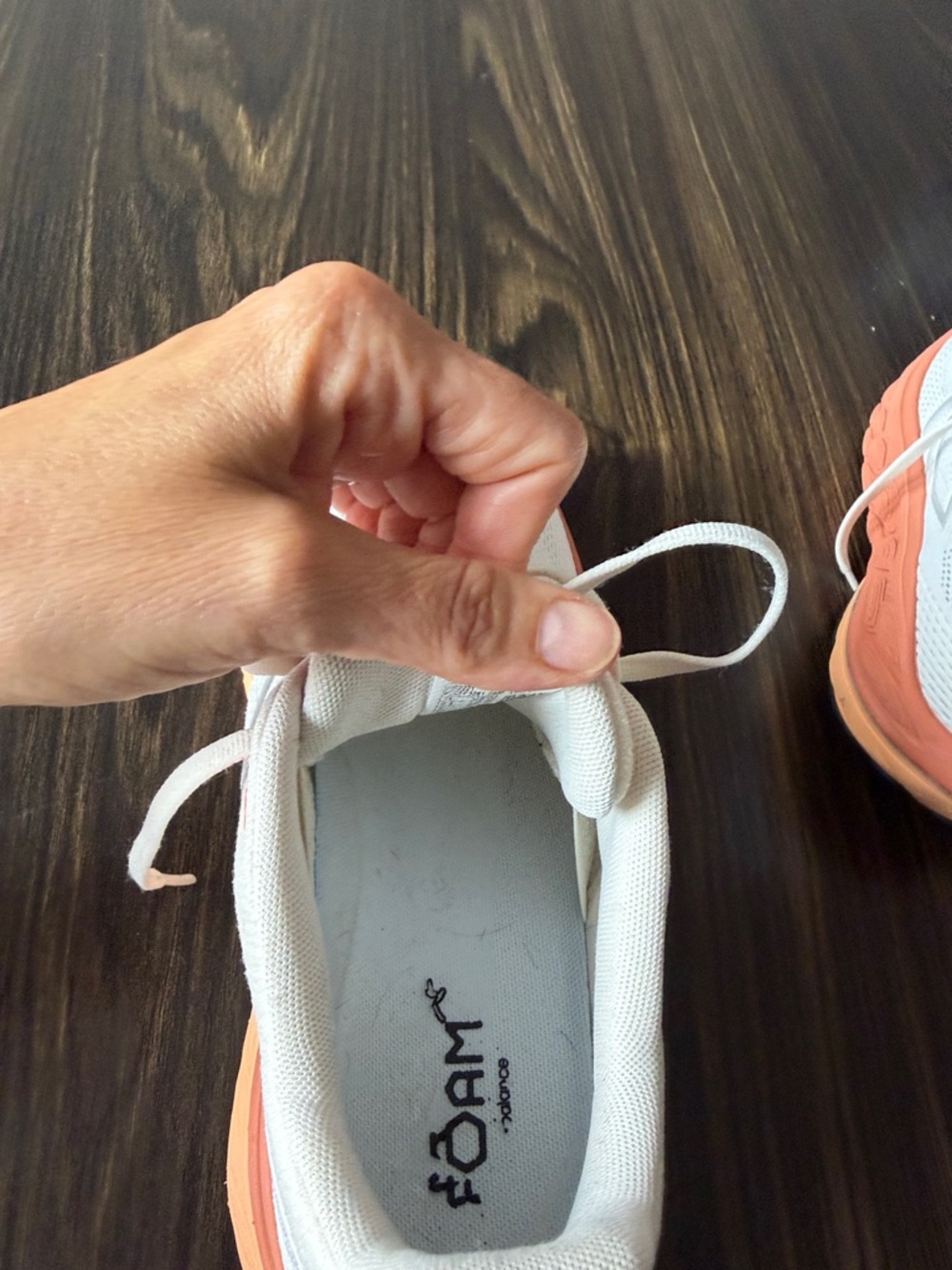 New Balance Women's Athletic Sneakers in White and Coral - Picture 6 of 8